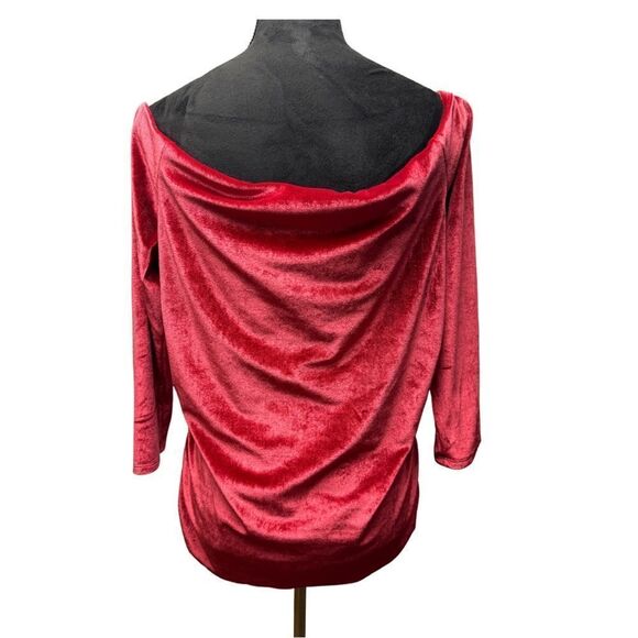 Torrid Velvet Off the Shoulder Top Red - Picture 3 of 8
